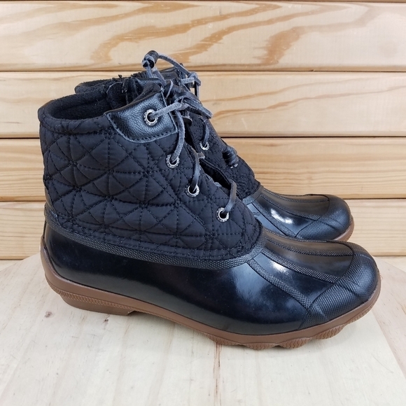 Sperry Duck Rain Boots Women's 7M Black Syren Gulf Quilted Waterproof STS85251 - Picture 1 of 12